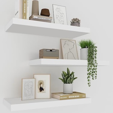 Upassion White Floating Shelves Set of 3 16 Wall Mounted Shelves for Home Decor Living Room Bedroom Bathroom Kitchen