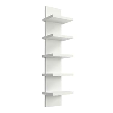 YEXEXINM 5 Tier Wall Shelf Unit Narrow Smooth Laminate Finish Vertical Column Wall Decor Mount Floating Storage Home Decor Organizer Tall Tower Utility Shelf for Bedrooms Living RoomsWhite