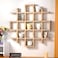 Suzile Oversize Coffee Mug Display Rack Wooden Display Shelves Rustic Wooden Floating Curio Shelf Travel Wall Mounted Coffee Mug Rack Holder Shadow Box Shelf51x51x3inWood Color
