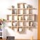 Suzile Oversize Coffee Mug Display Rack Wooden Display Shelves Rustic Wooden Floating Curio Shelf Travel Wall Mounted Coffee Mug Rack Holder Shadow Box Shelf51x51x3inWood Color