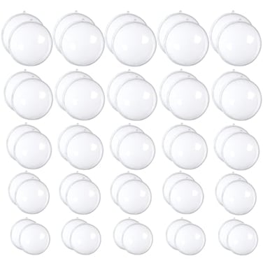 OJYUDD 50 Set 100PCS Clear Plastic Fillable OrnamentsTransparent DIY Christmas Fillable BallPlastic DIY Fillable Decoration Balls 5 Different Sizes for Christmas TreeWeddingPartyHome Decor
