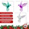 NorthPoleXpress Iridescent Acrylic Hummingbird Christmas Ornaments Set of 3 Purple Clear Green Bird Christmas Decorations Christmas Tree Ornaments Christmas Tree Decorations