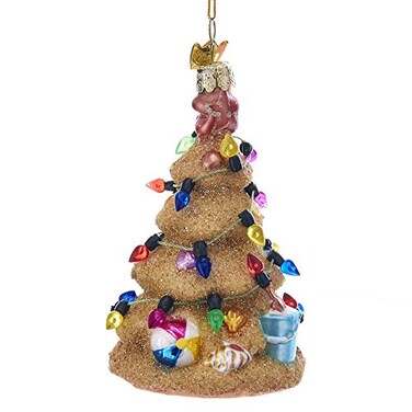Kurt S. Kurt Adler Noble Gems Sand Christmas Tree Glass Ornament