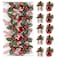 Ornativity Red and White Ornaments Shiny Red and White Ball Xmas Ornament with Realistic Holly Leaf and Red Cranberry Berries with Rustic Candy String Christmas Tree Decoration Set 24 Pack of 10