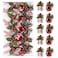 Ornativity Red and White Ornaments Shiny Red and White Ball Xmas Ornament with Realistic Holly Leaf and Red Cranberry Berries with Rustic Candy String Christmas Tree Decoration Set 24 Pack of 10
