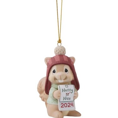 Precious Moments Squirrel Ornament Have You Been Nutty Or Nice Dated 2024 Animal Bisque Porcelain Ornament Whimsical Christmas Dcor Gifts
