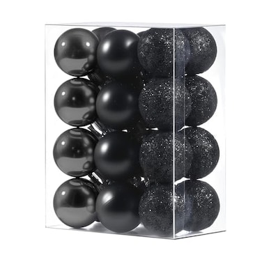 gootrades Set of 24 Mini Shatterproof Christmas Balls Tree Ornaments Party Decoration 3cm118 Black