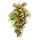Svndlyn Spring Summer Floral Teardrop Swags PreLit Mixed Flower Teardrop Wreath with Sunflower and Daisy Eucalyptus Leaves Floral Arrangement for Door Wall Mantel Window