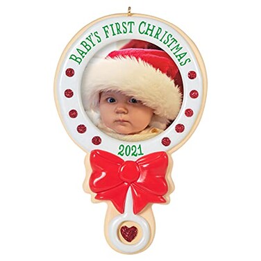 Hallmark Keepsake Resin Christmas Ornament Year Dated 2021 Babys First Christmas Photo Frame
