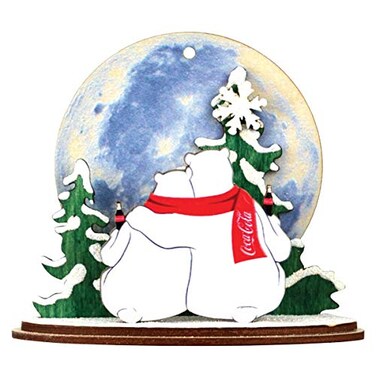 Ginger Cottages CocaCola Polar Bear Moon Watch Wooden Ornament for Christmas Tree