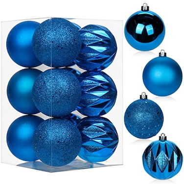 Briful 12PCS 315 Christmas Ball Ornaments Shatterproof Blue Christmas Tree Decorations Xmas Tree Balls Halloween Ornaments Dcor