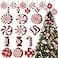 Qunclay 36 Pieces Candy Cane Christmas Ornaments Wood Hanging Decor Xmas Tree Cutouts Peppermint for Home Party Decoration Supplies Candy Style