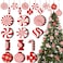 Qunclay 36 Pieces Candy Cane Christmas Ornaments Wood Hanging Decor Xmas Tree Cutouts Peppermint for Home Party Decoration Supplies Candy Style