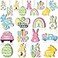 Marsui 24 Pcs Easter Ornaments for Tree Happy Easter Wooden Hanging Ornaments Egg Bunny Spring Tree Decorations Gnome Chick Wood Slices Pendant with Rope for Home Spring Party DecorTruck