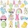 Marsui 24 Pcs Easter Ornaments for Tree Happy Easter Wooden Hanging Ornaments Egg Bunny Spring Tree Decorations Gnome Chick Wood Slices Pendant with Rope for Home Spring Party DecorTruck