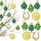 VABAMNA St Patricks Day Decorations Shamrock Ornaments 48pcs Shamrock Clover Gold Coins Horseshoe Tree Ornaments for Spring Lucky Irish Day St Patricks Day Home Table Tree Party Hanging Decorations