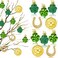 VABAMNA St Patricks Day Decorations Shamrock Ornaments 48pcs Shamrock Clover Gold Coins Horseshoe Tree Ornaments for Spring Lucky Irish Day St Patricks Day Home Table Tree Party Hanging Decorations