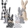 Leyndo 6 Pcs Easter Stuffed Fabric Bunnies Decorations Fabric Bunny Ornaments for Tiered Tray Rustic Farmhouse Spring Home Decor Basket Bowl Vase Fillers Black and White