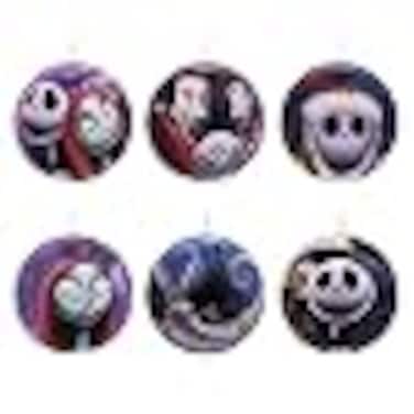 Hallmark Disney Tim Burtons The Nightmare Before Christmas Ornaments Tin Ball Set of 12