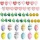 Jutom 108 Pcs Valentines Day Tree Decorations Heart Hanging Ornaments St Patricks Day Shamrock Easter Egg Tree Ornaments Heart Shaped Clover Baubles for Holiday Party Lovely Style