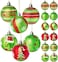 Wninbu 12 Pcs 24 Inch Christmas Ball Ornaments for TreeRed and Green Glittering Hanging Bulbs Pendants for Christmas Tree Decorations