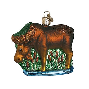Old World Christmas Munching Moose Glass Blown Ornament for Christmas Tree Handcrafted Holiday Decoration Wildlife Animal Collection
