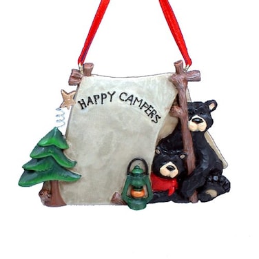 Kurt S. Kurt Adler W1484 1 X Flatback Happy Campers Two Black Bears in Tent Ornament Christmas Ornament