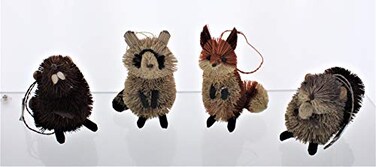 Kurt S. 35 to 6Inch Buri Woodland Animal Ornament Set 4 Assorted Styles