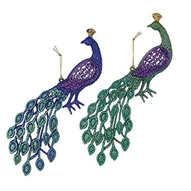 Kurt S. Kurt Adler T0905 45 Acrylic Peacock Ornament Set of 2