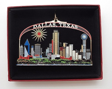 NATION'S TREASURES Dallas Texas City Skyline Christmas Ornament City State Travel Souvenir Gift