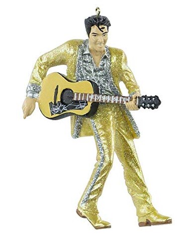 Kurt S. Elvis in Gold Suit with Guitar Ornament