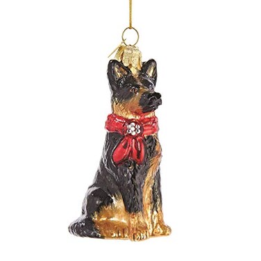 Kurt S. Kurt S Adler Noble Gems German Shepherd Glass Ornament Christmas
