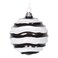Vickerman 6 Christmas Ornament Wave Ball Black and White Stripe Candy Finish with Glitter Accents Shatterproof Plastic Holiday Christmas Tree Decoration