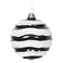 Vickerman 6 Christmas Ornament Wave Ball Black and White Stripe Candy Finish with Glitter Accents Shatterproof Plastic Holiday Christmas Tree Decoration