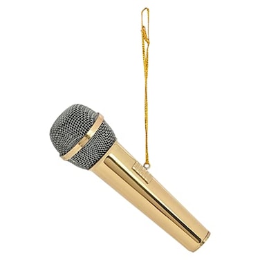 Broadway Gifts Co Polished Gold Tone Microphone 3 Brass Hanging Ornament Microphone Ornament Gifts for Musicians Singers