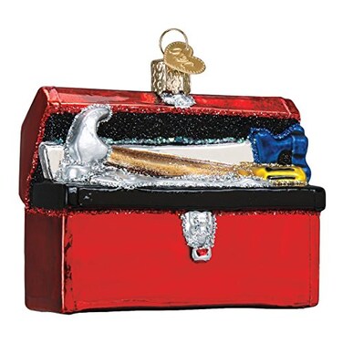 Old World Christmas Contractor Toolbox Glass Blown Ornament for Christmas Tree Handcrafted Holiday Decoration Tools Collection