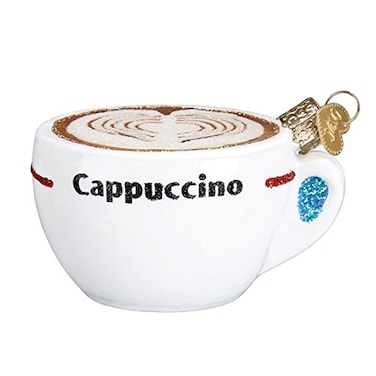 Old World Christmas Cappuccino Glass Blown Ornament for Christmas Tree Handcrafted Holiday Decoration Coffee Collection