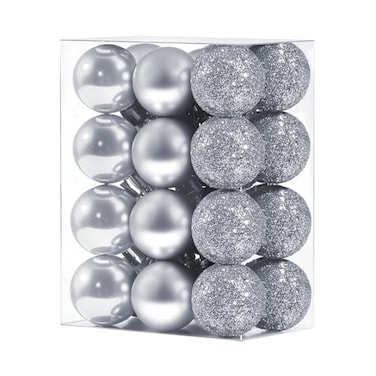 gootrades GOOTRADES Set of 24 Mini Shatterproof Christmas Balls Tree Ornaments Party Decoration 3cm11 Silver