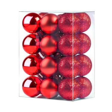 gootrades GOOTRADES Set of 24 Mini Shatterproof Christmas Balls Tree Ornaments Party Decoration 3cm11 Red
