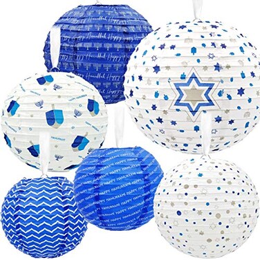 The Dreidel Hanukkah Hanging Ball Lanterns Ornaments 6 Piece Hanukkah Decorations Single