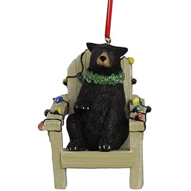 Kurt S. Black Bear On Adirondack Chair Ornament Resin