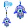 LUCKBOOSTIUM Hamsa Hand Amulet for Protection Blue White Black Evil Eye Car Charm Hamsa Evil Eye Rearview Mirror Hanging Ornament for Car Home Office Evil Eye Protection from Bad Spirits