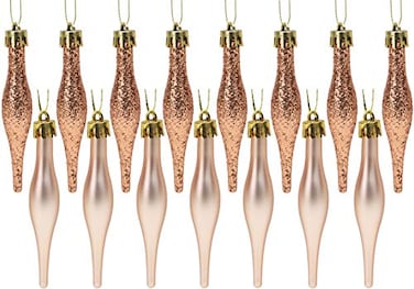 Christmas Concepts Pack of 1585cm 85mm 34 Droplet Baubles Matte Glitter Design Christmas Ornaments Rose Gold