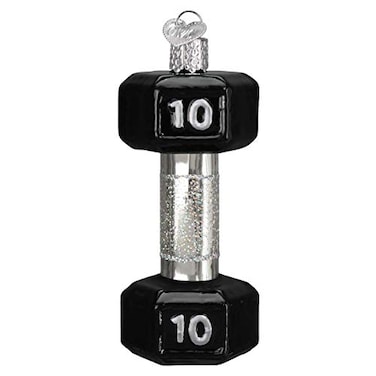 Old World Christmas Dumbbell Glass Blown Ornament for Christmas Tree Handcrafted Holiday Decoration Sport Collection