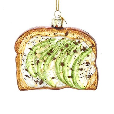 Kurt Adler Noble Gems Avocado Toast Glass Ornament 375Inch Tall for Christmas