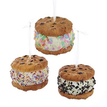 Kurt Adler Set of 3 3 Realistic Looking Foam Cookie Ice Cream Sandwich Christmas Ornament D3497