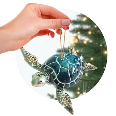 rengÃ¶ra Christmas Ornaments Home Decor Unique Nautical Christmas Ornament HandPainted Blue Sea Turtle Best for Tree Hanging Bathroom Decorations Stocking Stuffers Scuba Lovers and Ocean Enthusiasts