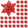 WILLBOND 45 Pieces Christmas Poinsettia Decorations Glitter Poinsettia Flowers Tree Flowers for Xmas Tree Ornaments 5 InchRed