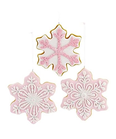 Kurt S. Kurt S Adler Claydough Christmas Tree Ornaments Holiday Decoration Gingerbread Peppermint Candy 45 Set of 3 Pink White Snowflake Claydough Cookie Ornaments Glitter Decoration T2877