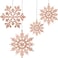 Chuangdi 50 Piece Christmas Rose Gold Snowflake Ornaments Christmas Tree Decorations Hanging Xmas Decorations Plastic Glitter Snow Flakes for Winter Party